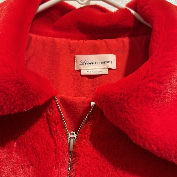 Lovers and Friends Afton Faux Fur Cropped Zip Up Jacket Coat XS - Picture 2 of 3